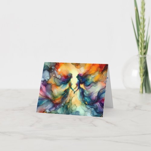 ABSTRACT MERMAIDS VIBRANT ALCOHOL INK  CARD