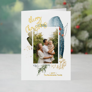 Abstract Merry Christmas Custom Holiday Photo Foil