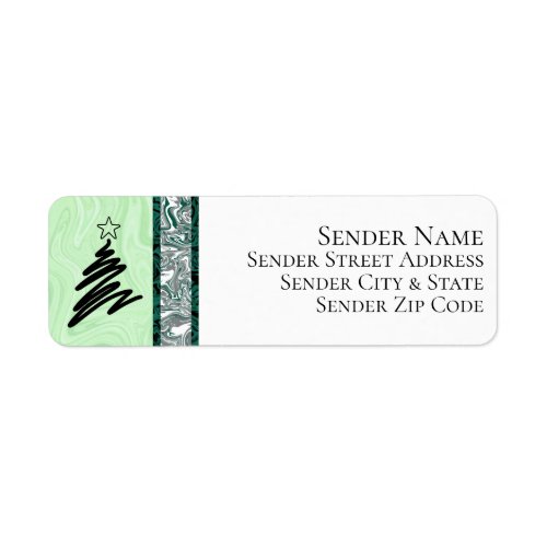 Abstract Merry Christmas Tree Return Address Label