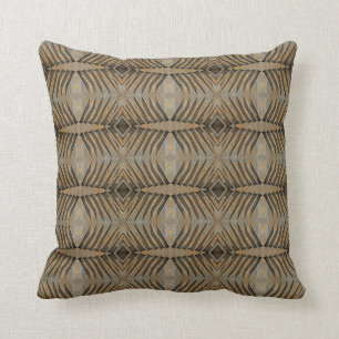 Abstract Metal Pattern Gray Beige  Throw Pillow