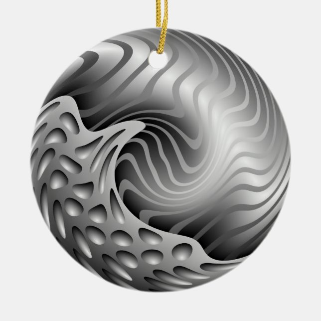 Abstract Metal Swirl Christmas Ornament (Front)