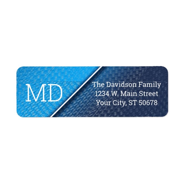 Abstract Metallic Blue Surface Label (Front)