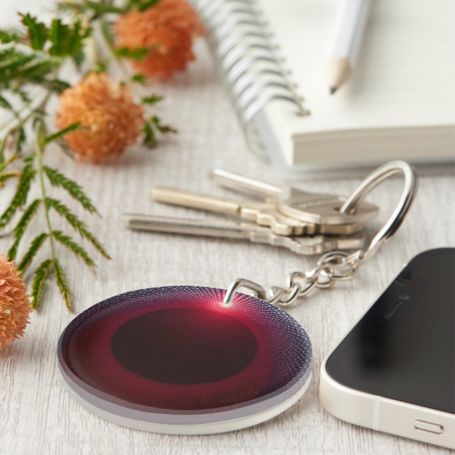 Abstract Metallic Echo Chamber with Red Soundwave Keychain (Front Right)