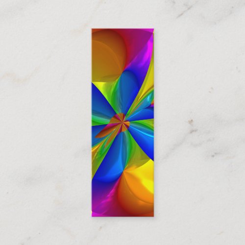Abstract Metallic Flower Rainbow Color Swirl Mini Business Card