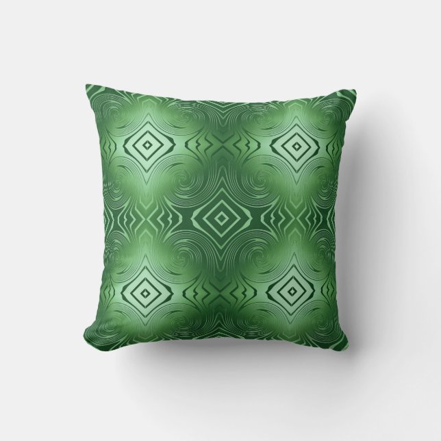 abstract metallic fractal turquoise pattern throw pillow (Front)