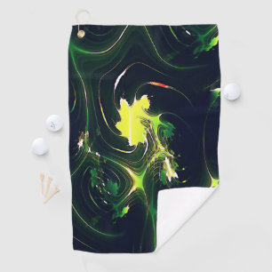 Abstract metallic leaf with flashy traces, on dark golf towel