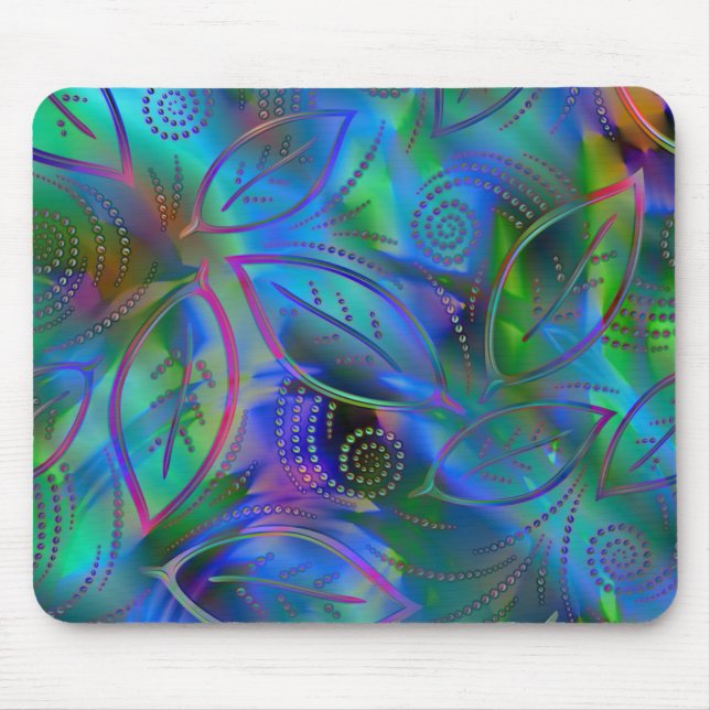 Abstract Metallic Leaves Mouse Pad (Front)