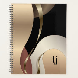 Abstract Metallic Pattern with Monogram Initials Planner