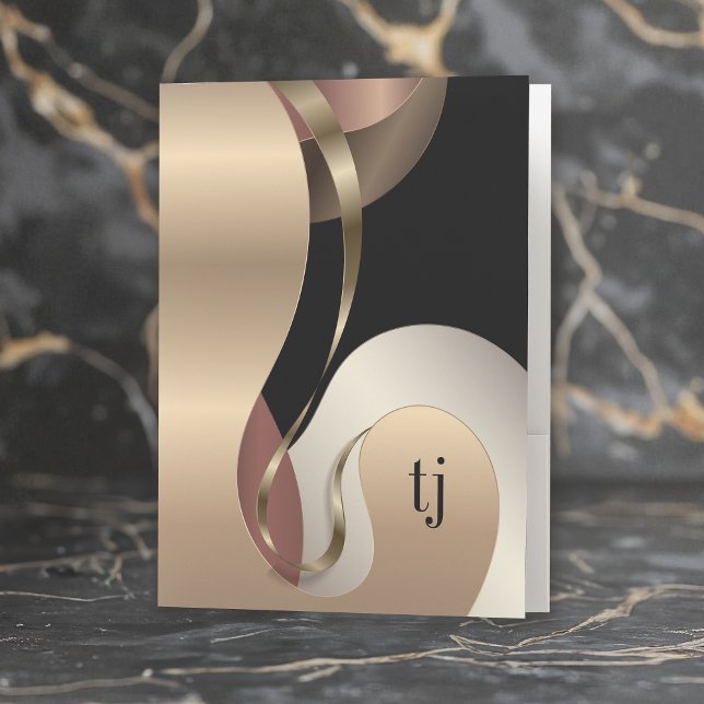Abstract Metallic Pattern with Monogram Initials Pocket Folder (Creator Uploaded)