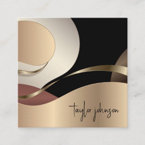 Abstract Metallic Pattern with Monogram Square Business Card