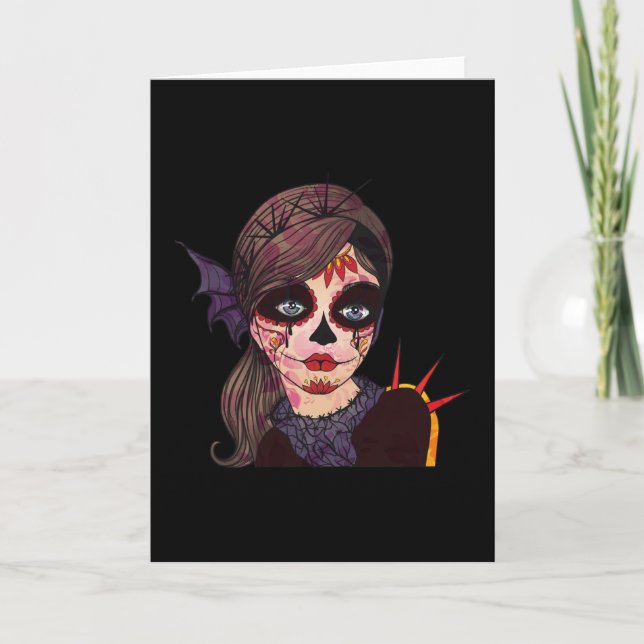 Abstract Mexican Day Of The Dead Woman Card (Front)