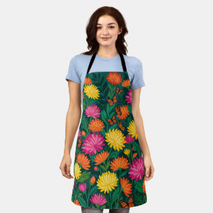 Abstract Mexican Folk Art Chrysanthemums Apron