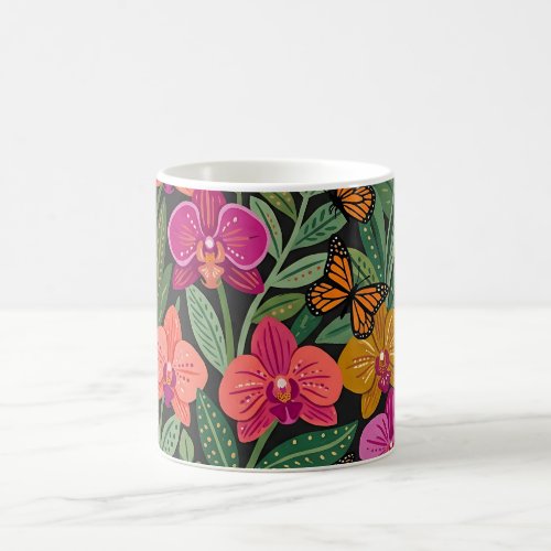 Abstract Mexican Orchid Butterflies Coffee Mug
