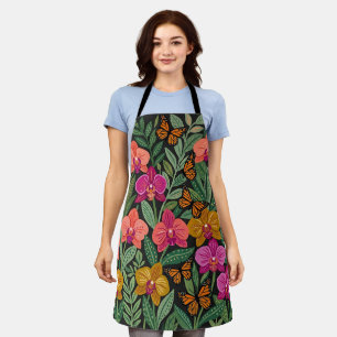 Abstract Mexican Orchids Butterflies Apron
