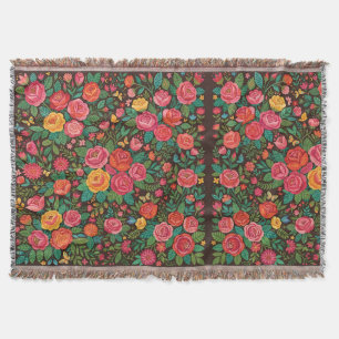 Abstract Mexican Roses Butterflies Blankets