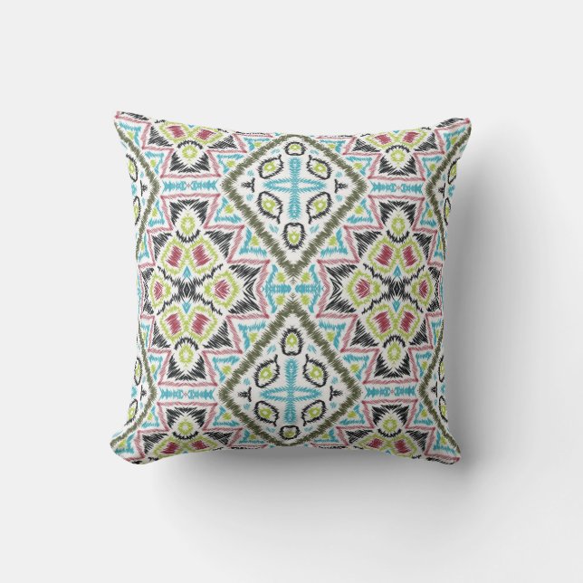 Abstract mexican tribal retro african ethno tradit throw pillow (Front)