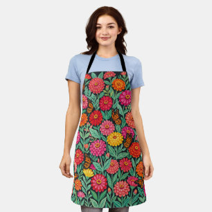 Abstract Mexican Zinnias Butterflies Apron