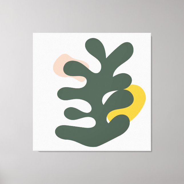 Abstract Mid Century Botanical Green Plant Canvas Print (Front)
