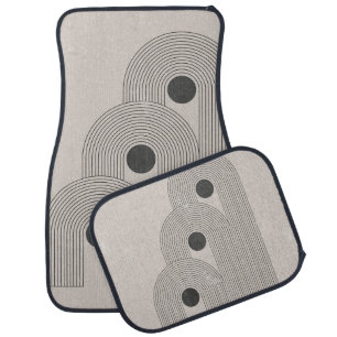 Abstract mid-century, geometric balance shapes car floor mat