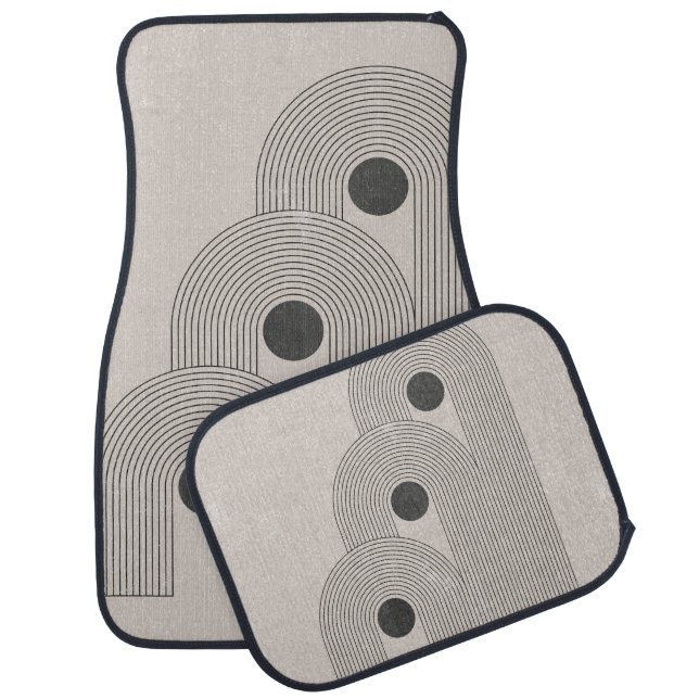 Abstract mid-century, geometric balance shapes car floor mat (Set)
