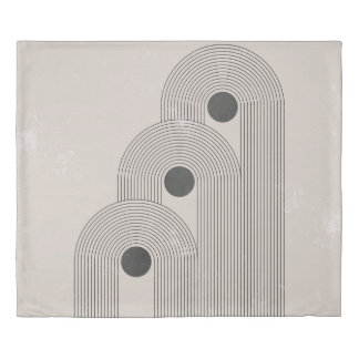 Abstract mid-century, geometric balance shapes duvet cover