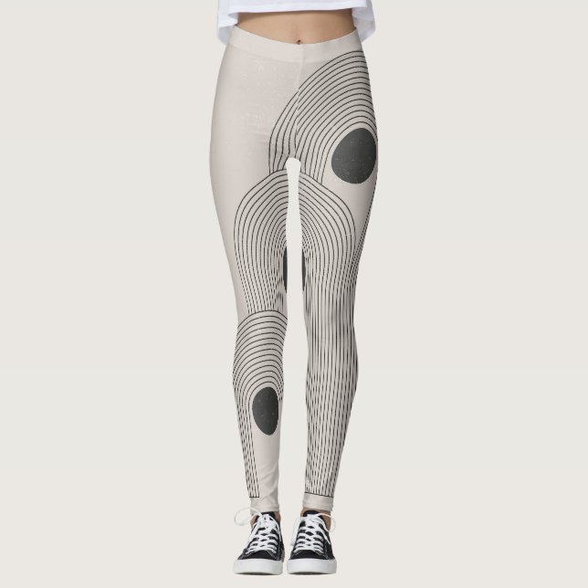 Abstract mid-century, geometric balance shapes leggings (Front)