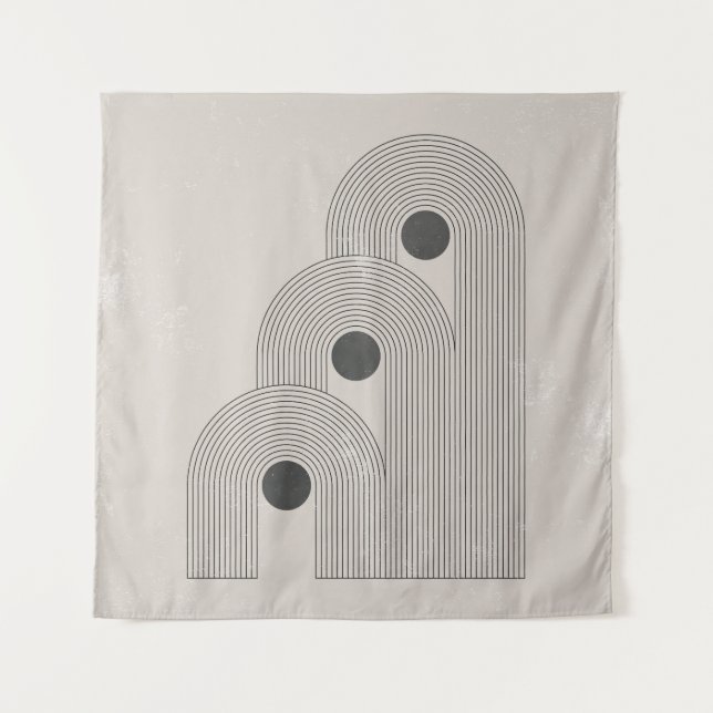 Abstract mid-century, geometric balance shapes tapestry (Front)