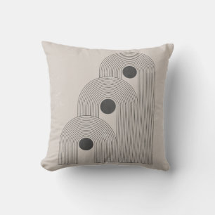Abstract mid-century, geometric balance shapes throw pillow
