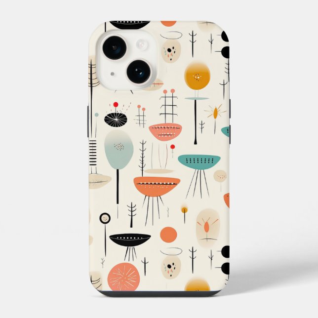 Abstract Mid- Century  Iphone Case (Back)