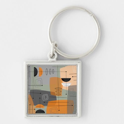 Abstract Mid-Century Keychain