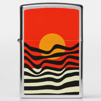 Abstract Mid century Minimal Sun Wavy Retro Zippo Lighter