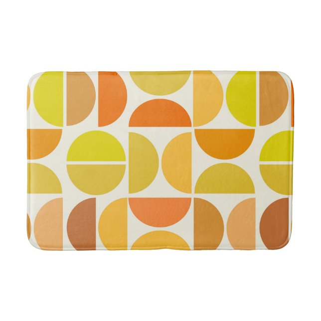 Abstract Mid Century Modern Circles Orange Yellow  Bath Mat (Front)