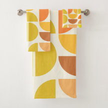 Abstract Mid century modern circles orange yellow