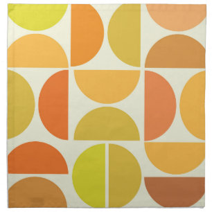 Abstract Mid century modern circles orange yellow Cloth Napkin