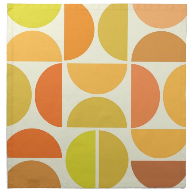 Abstract Mid century modern circles orange yellow  Cloth Napkin (Front)