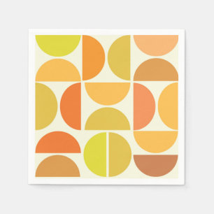 Abstract Mid century modern circles orange yellow Napkins