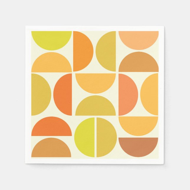 Abstract Mid century modern circles orange yellow  Napkins (Front)
