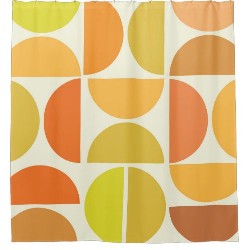 Abstract Mid century modern circles orange yellow  Shower Curtain