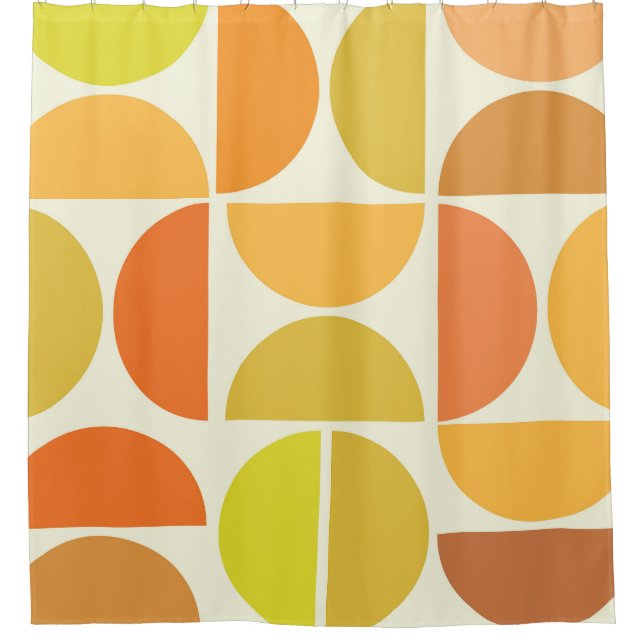 Abstract Mid century modern circles orange yellow  Shower Curtain (Front)