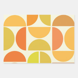 Abstract Mid century modern circles orange yellow Wrapping Paper Sheets