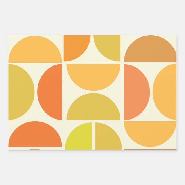 Abstract Mid century modern circles orange yellow  Wrapping Paper Sheets (Front)