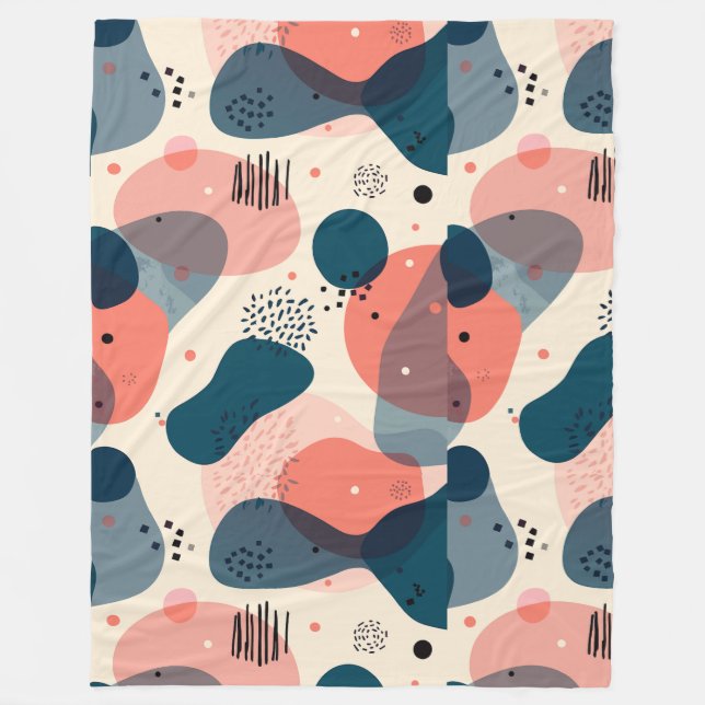 Abstract Mid-Century Modern Fleece Blanket (Front)