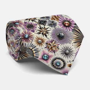 Abstract Mid Century Modern Starburst Diamond Neck Tie