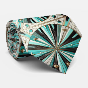 Abstract Mid Century Modern Starburst DIamond Neck Tie