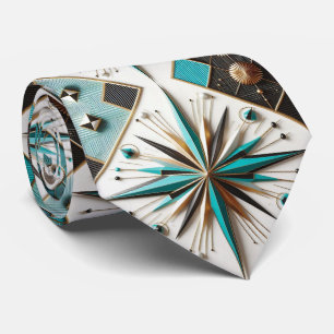 Abstract Mid Century Modern Starburst DIamond Neck Tie
