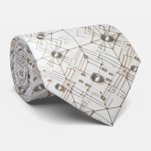 Abstract Mid Century Modern White Diamonds Neck Tie