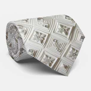 Abstract Mid Century Modern White Diamonds Neck Tie
