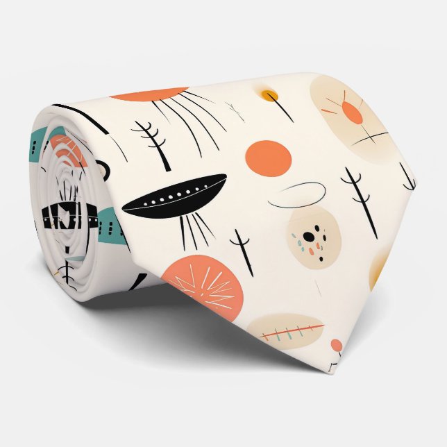 Abstract Mid-Century Neck Tie (Rolled)
