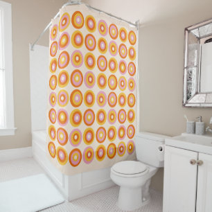 Abstract Mid Century Orange Circles Pattern Shower Curtain