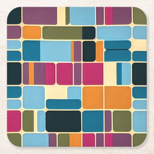 Abstract Mid Century Squares Coaster